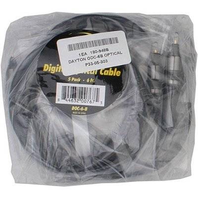 Dayton ODC-6B Optical Digital Cable 6 ft. Bulk 5 Pcs.